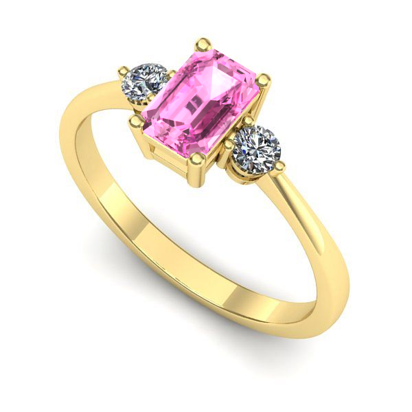 Inel de logodna din aur galben cu safir roz
