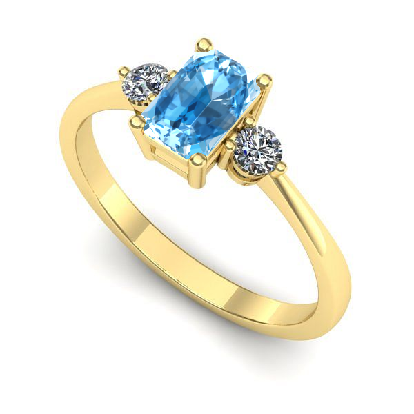 Inel din aur galben cu topaz blue