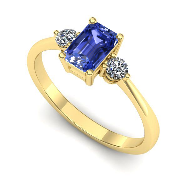 Inel logodna din aur galben cu tanzanit