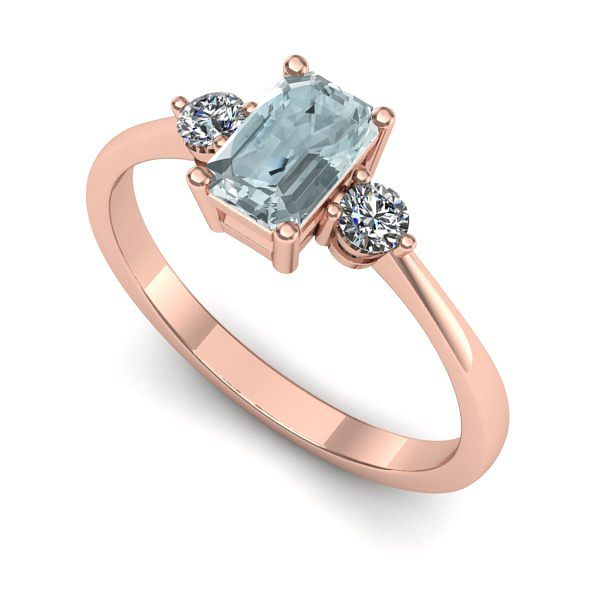 Inel de logodna din aur roz cu aquamarin