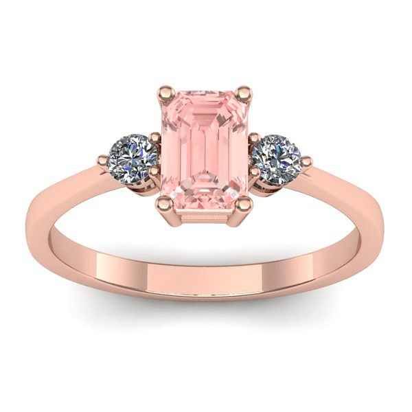 Inel logodna cu diamant de laborator roz dreptunghiular