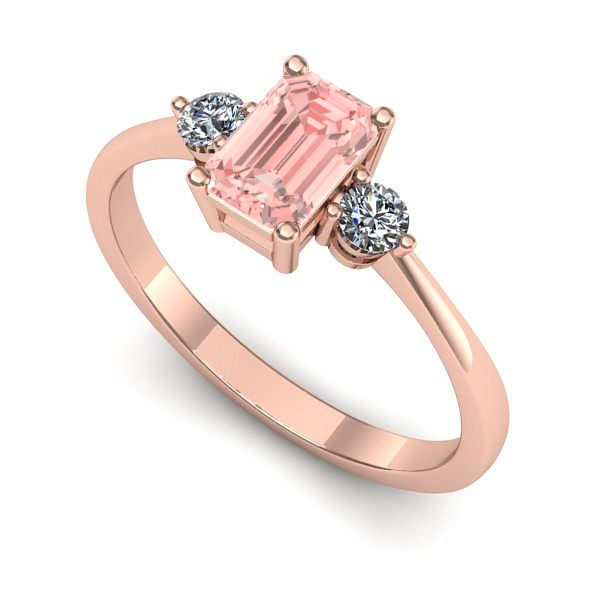 Inel din aur roz cu diamant de laborator roz