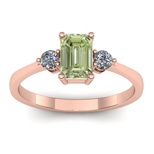 Inel logodna cu diamant de laborator verde dreptunghiular