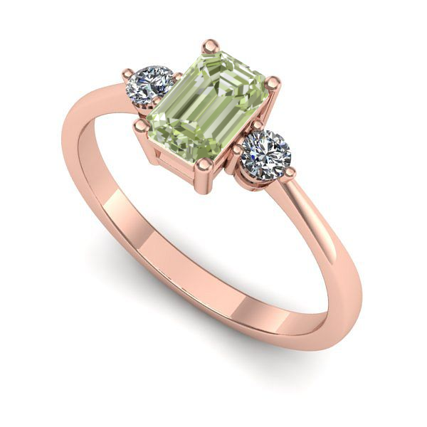 Inel din aur roz cu diamant de laborator verde