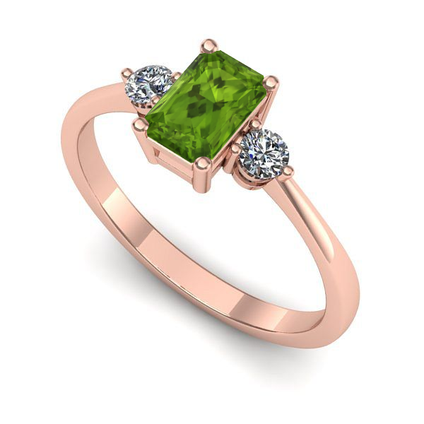 Inel de logodna din aur roz cu peridot