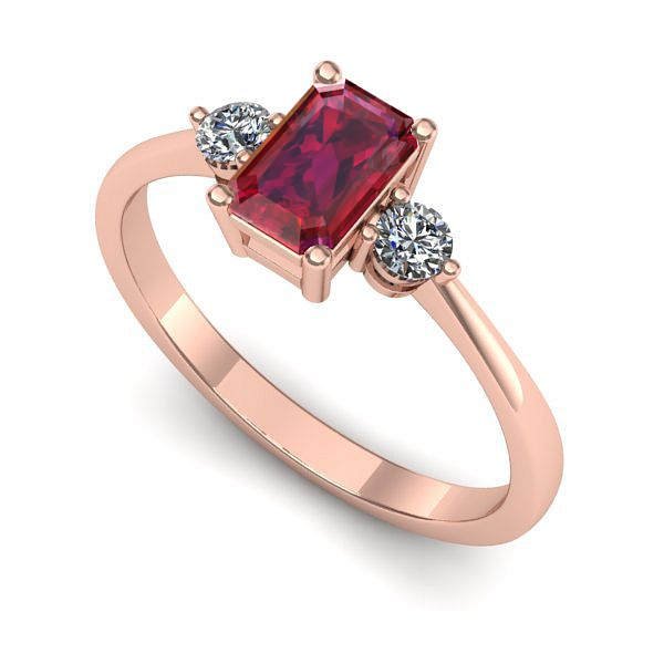 Inel din aur roz cu rubin