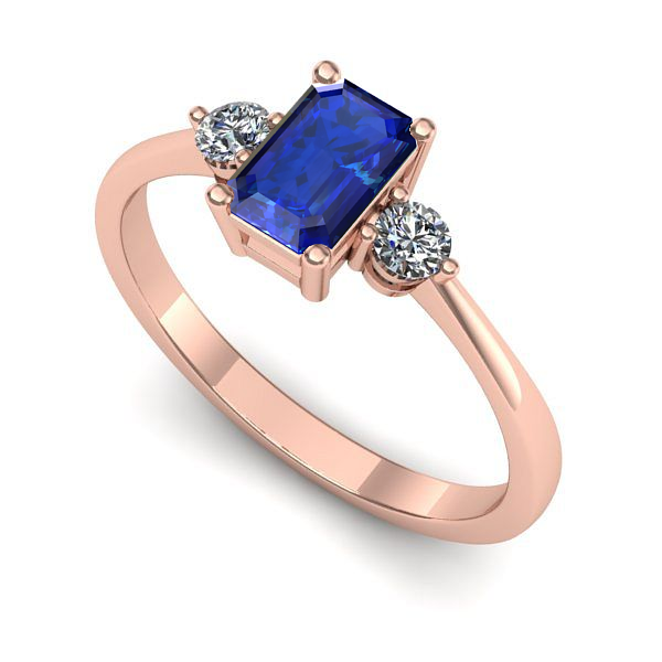 Inel din aur roz cu safir