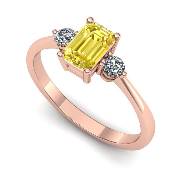 Inel logodna din aur roz cu safir galben