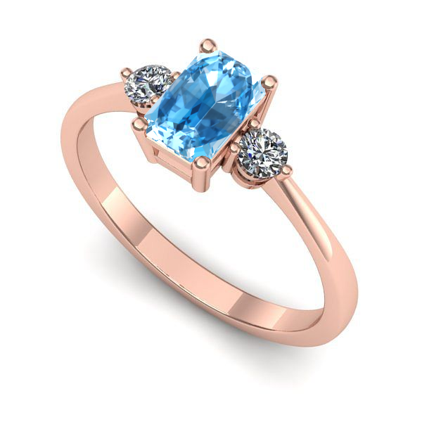 Inel de logodna din aur roz cu topaz blue
