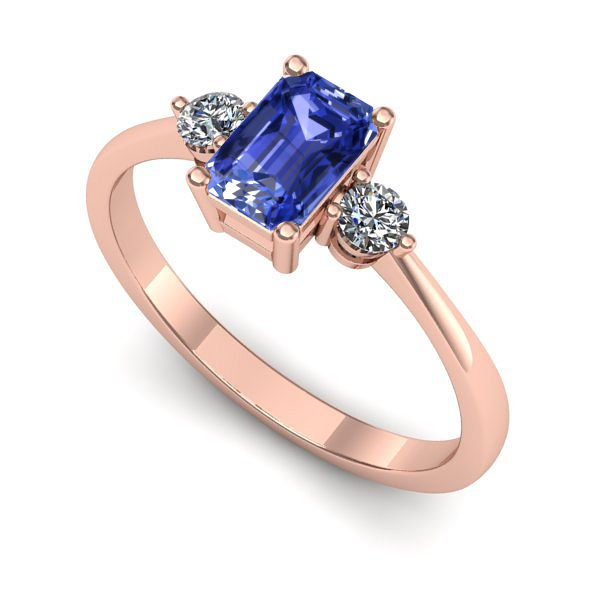 Inel din aur roz cu tanzanit