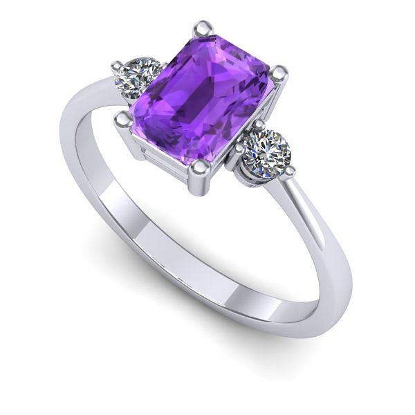 Inel de logodna din aur alb cu ametist