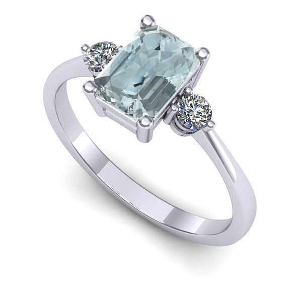 Inel din aur alb cu aquamarin