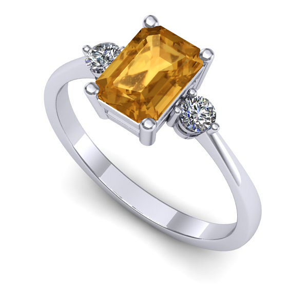 Inel din aur alb cu citrin