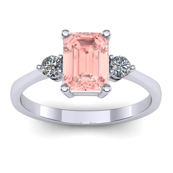 Inel logodna cu diamant de laborator roz dreptunghiular