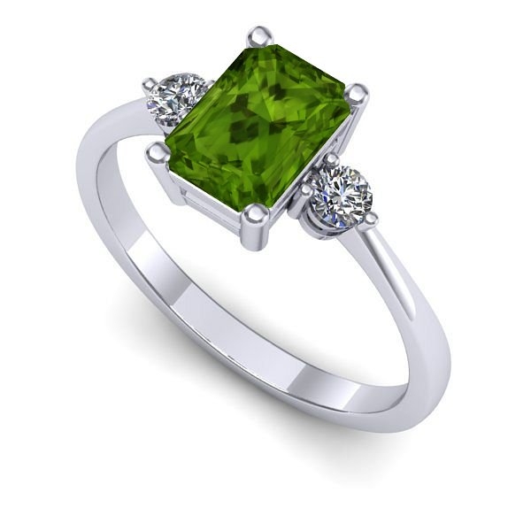 Inel de logodna din aur alb cu peridot