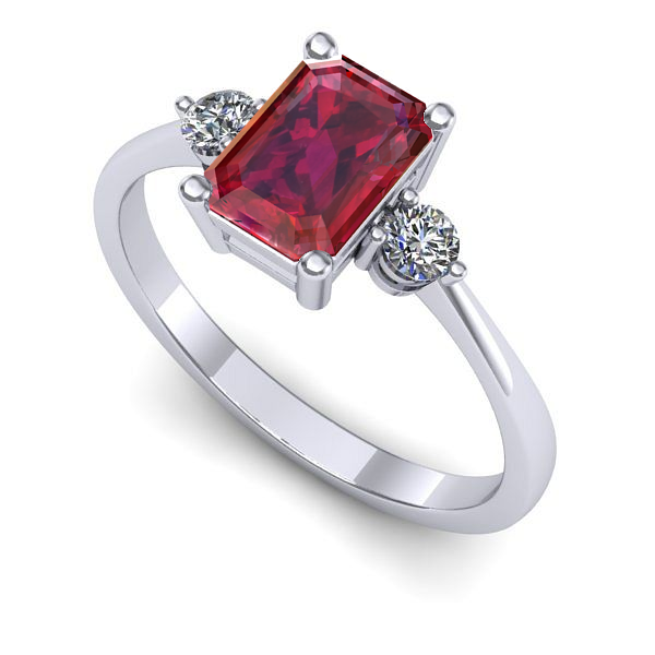 Inel de logodna din aur alb cu rubin