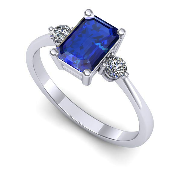 Inel de logodna din aur alb cu safir