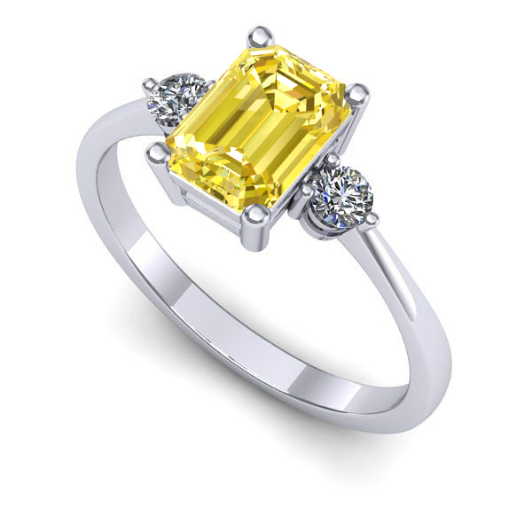 Inel din aur alb cu safir galben