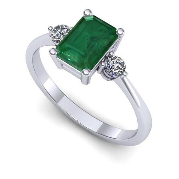 Inel de logodna din aur alb cu smarald