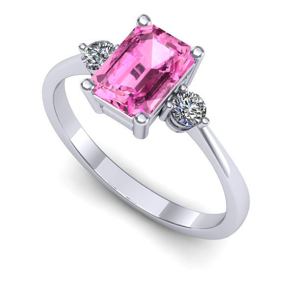 Inel de logodna din aur alb cu safir roz