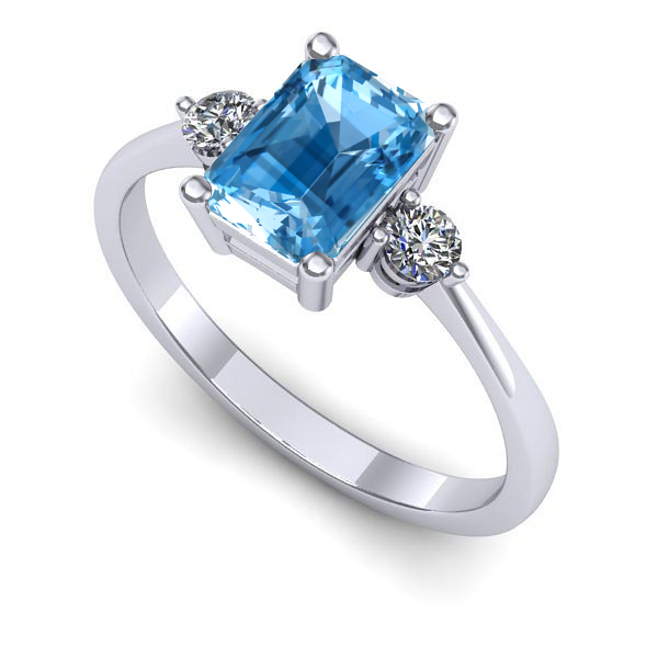 Inel din aur alb cu topaz blue