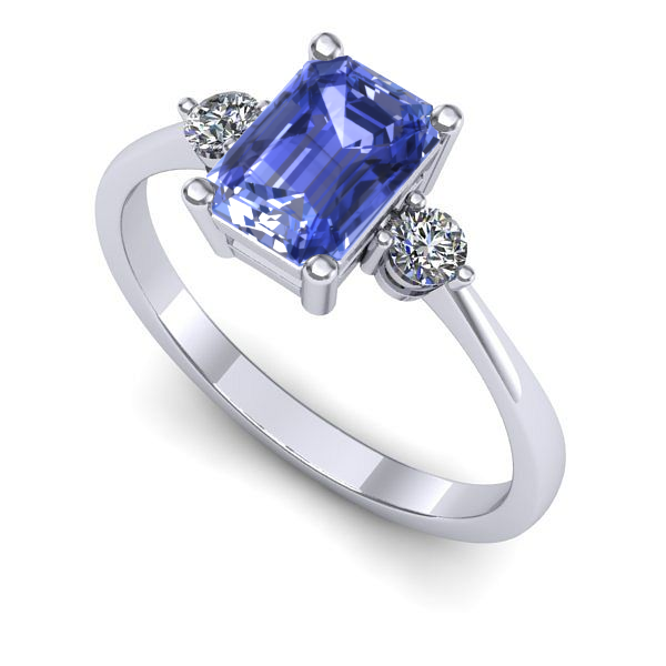 Inel logodna din aur alb cu tanzanit