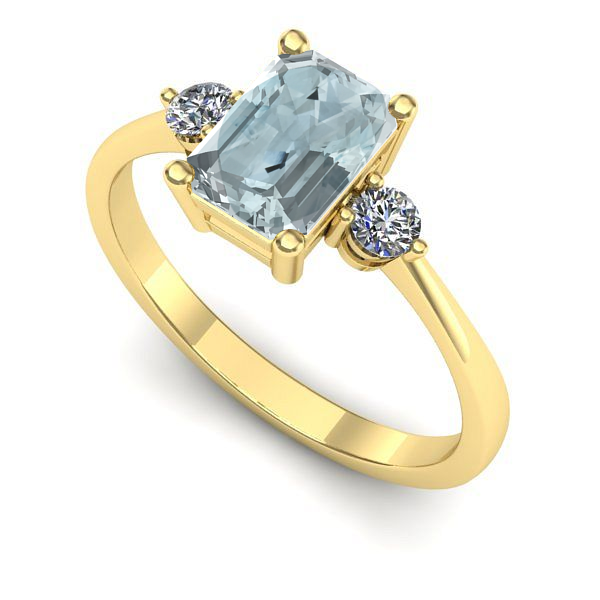 Inel logodna din aur galben cu aquamarin