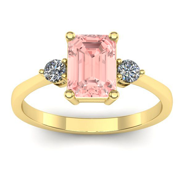 Inel de logodna cu diamant de laborator roz dreptunghiular