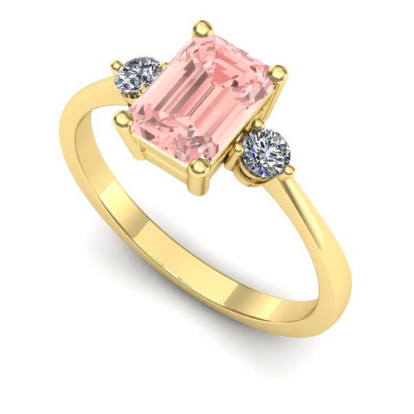 Inel din aur galben cu diamant de laborator roz