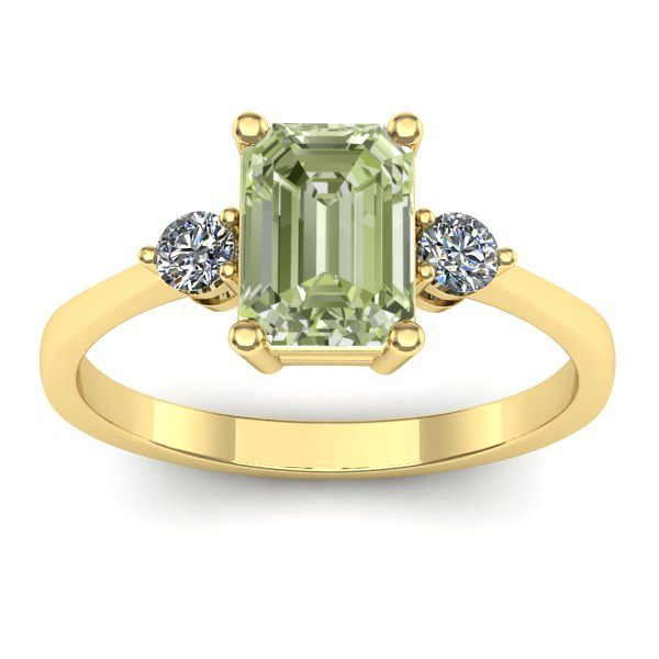 Inel logodna cu diamant de laborator verde dreptunghiular