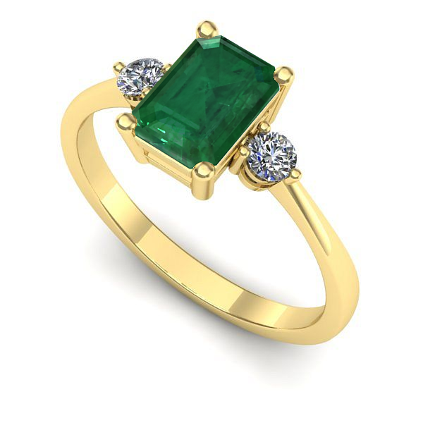 Inel de logodna din aur galben cu smarald