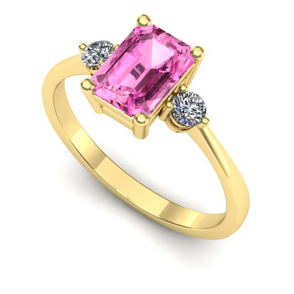 Inel din aur galben cu safir roz