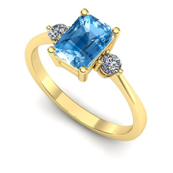 Inel de logodna din aur galben cu topaz blue
