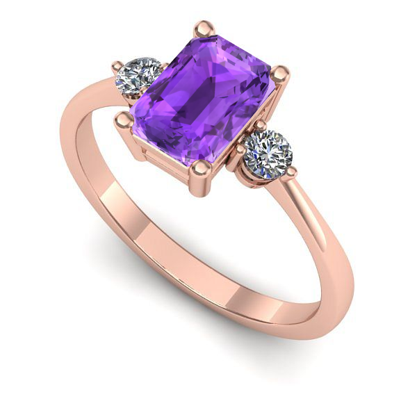Inel de logodna din aur roz cu ametist