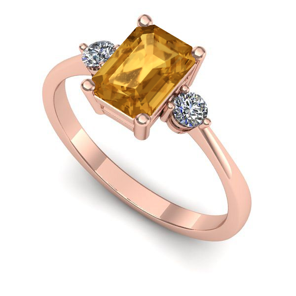 Inel logodna din aur roz cu citrin