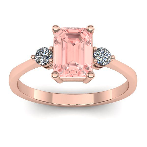 Inel logodna cu diamant de laborator roz dreptunghiular