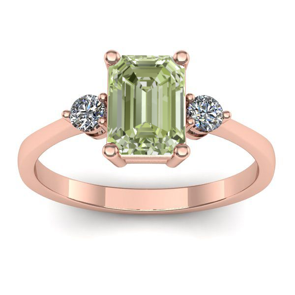 Inel cu diamant de laborator verde dreptunghiular