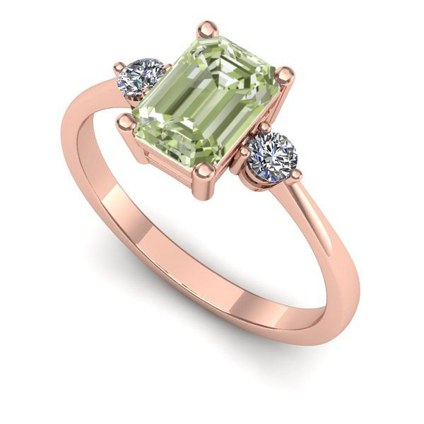 Inel din aur roz cu diamant de laborator verde