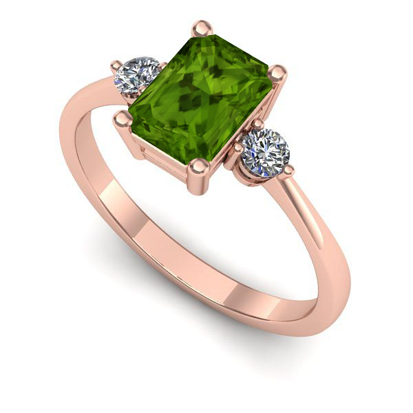 Inel de logodna din aur roz cu peridot