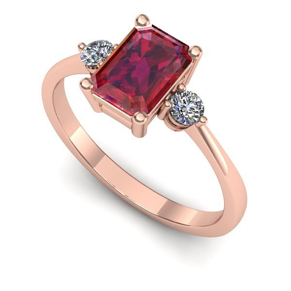 Inel din aur roz cu rubin