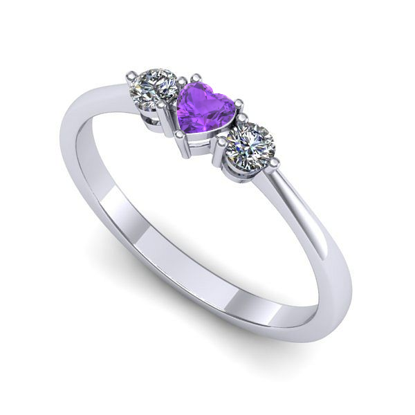 Inel logodna din aur alb cu ametist