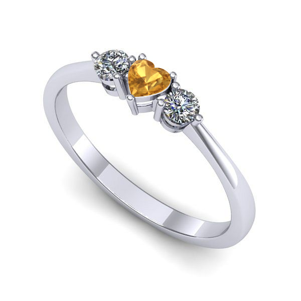 Inel din aur alb cu citrin