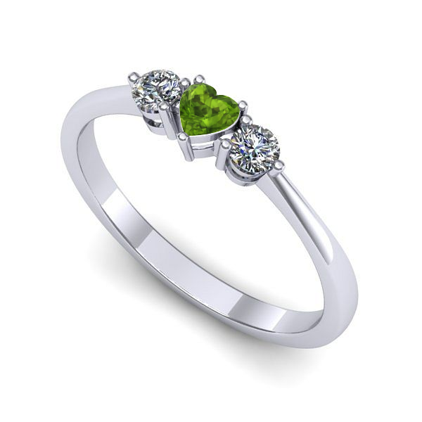 Inel de logodna din aur alb cu peridot