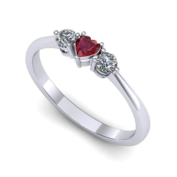 Inel de logodna din aur alb cu rubin