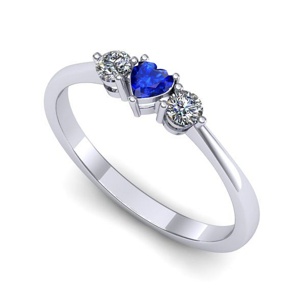 Inel de logodna din aur alb cu safir