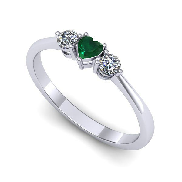 Inel de logodna din aur alb cu smarald