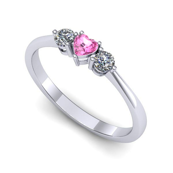 Inel logodna din aur alb cu safir roz