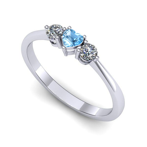 Inel logodna din aur alb cu topaz blue