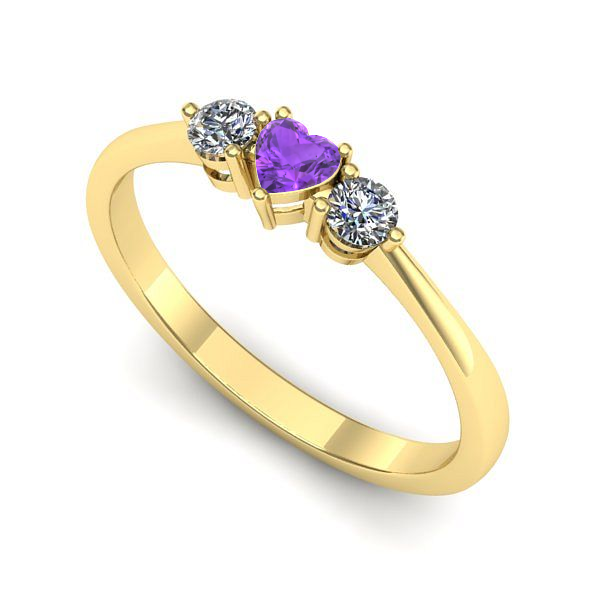 Inel de logodna din aur galben cu ametist