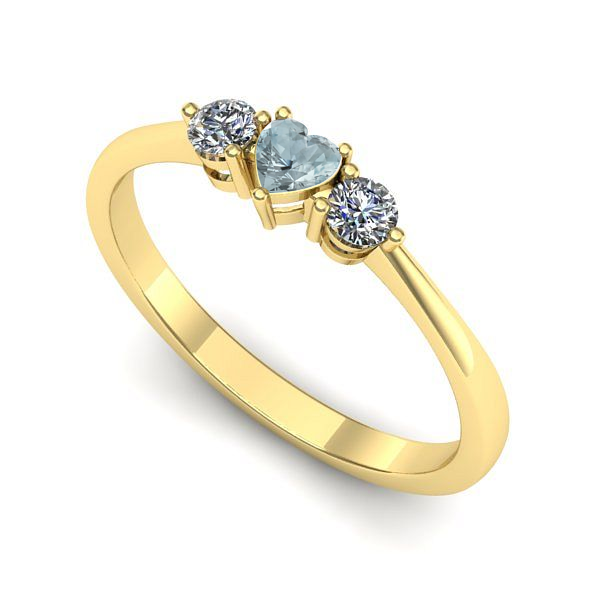 Inel de logodna din aur galben cu aquamarin